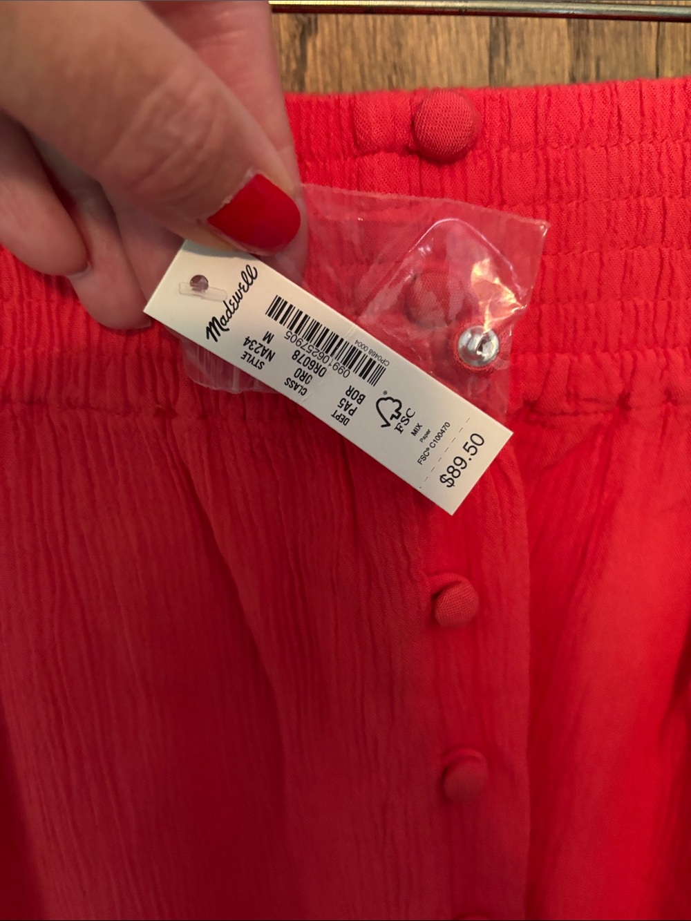 Madewell Red Button-Front Midi Skirt - Picture 3 of 3